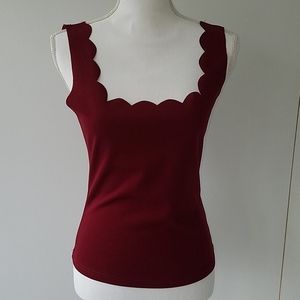 Maroon scalloped top size M